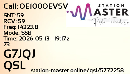 QSL Card for G7JQJ QSO with OE100OEVSV