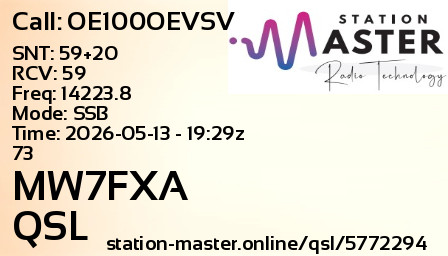 QSL Card for MW7FXA QSO with OE100OEVSV