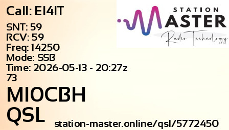 QSL Card for MI0CBH QSO with EI4IT