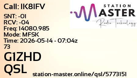 QSL Card for G1ZHD QSO with IK8IFV