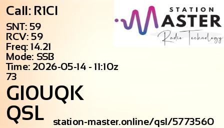 QSL Card for GI0UQK QSO with R1CI