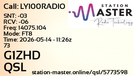 QSL Card for G1ZHD QSO with LY100RADIO