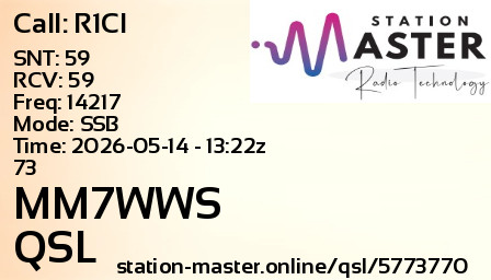 QSL Card for MM7WWS QSO with R1CI