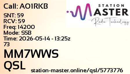 QSL Card for MM7WWS QSO with AO1RKB