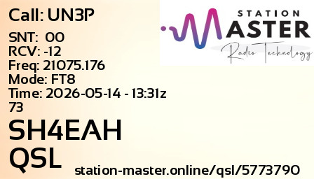 QSL Card for SH4EAH QSO with UN3P
