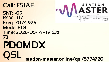 QSL Card for PD0MDX QSO with F5JAE