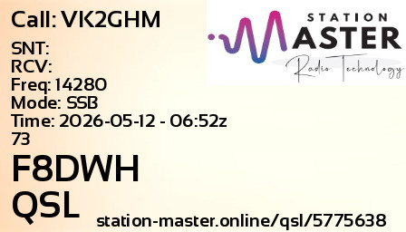 QSL Card for F8DWH QSO with VK2GHM