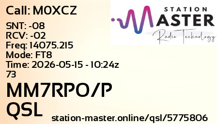 QSL Card for MM7RPO/P QSO with M0XCZ