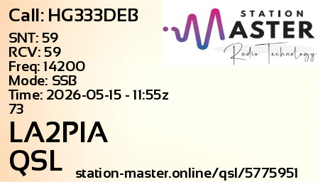 QSL Card for LA2PIA QSO with HG333DEB