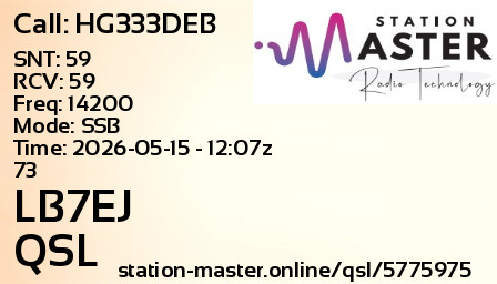 QSL Card for LB7EJ QSO with HG333DEB