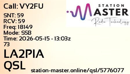 QSL Card for LA2PIA QSO with VY2FU