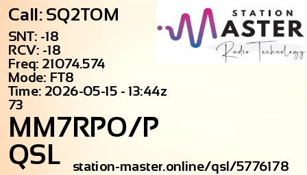 QSL Card for MM7RPO/P QSO with SQ2TOM