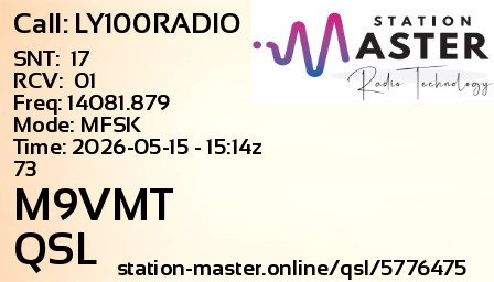 QSL Card for M9VMT QSO with LY100RADIO