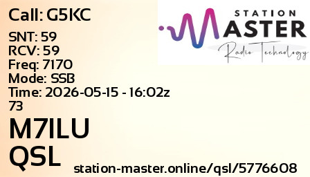 QSL Card for M7ILU QSO with G5KC