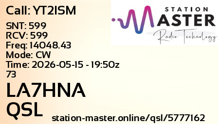 QSL Card for LA7HNA QSO with YT2ISM