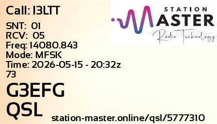 QSL Card for G3EFG QSO with I3LTT