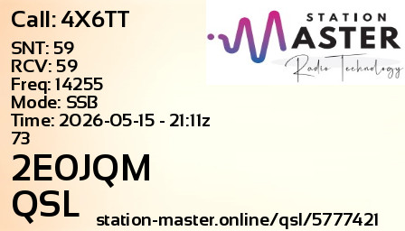 QSL Card for 2E0JQM QSO with 4X6TT