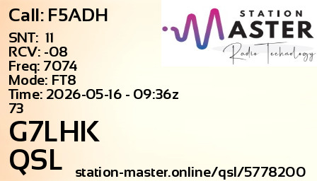 QSL Card for G7LHK QSO with F5ADH