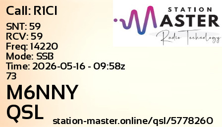 QSL Card for M6NNY QSO with R1CI