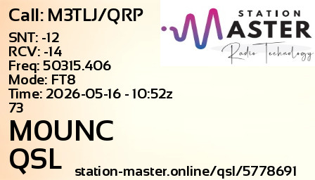 QSL Card for M0UNC QSO with M3TLJ/QRP