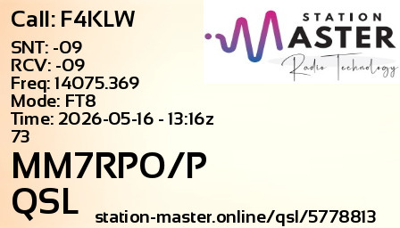 QSL Card for MM7RPO/P QSO with F4KLW