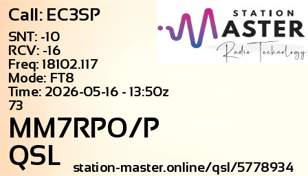QSL Card for MM7RPO/P QSO with EC3SP