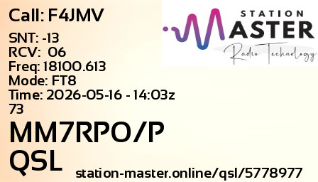 QSL Card for MM7RPO/P QSO with F4JMV