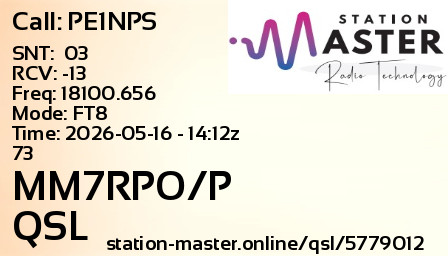QSL Card for MM7RPO/P QSO with PE1NPS