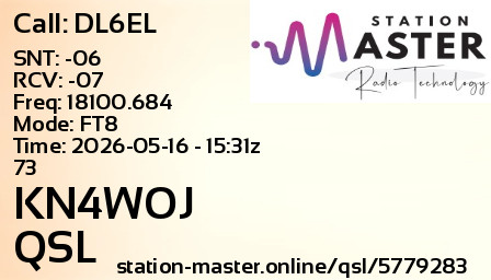 QSL Card for KN4WOJ QSO with DL6EL