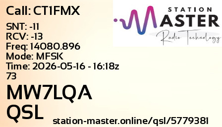 QSL Card for MW7LQA QSO with CT1FMX