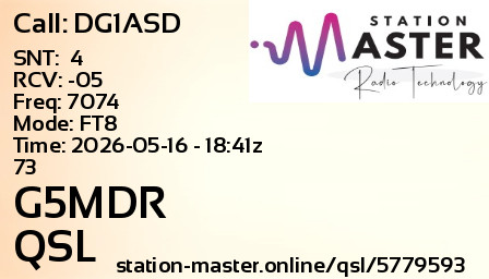 QSL Card for G5MDR QSO with DG1ASD