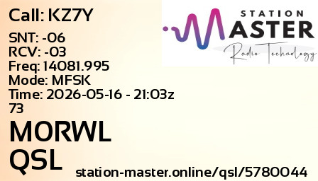 QSL Card for M0RWL QSO with KZ7Y
