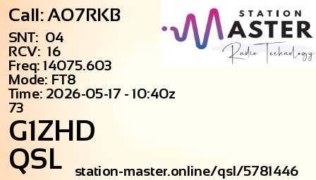 QSL Card for G1ZHD QSO with AO7RKB