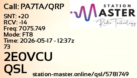 QSL Card for 2E0VCU QSO with PA7TA/QRP