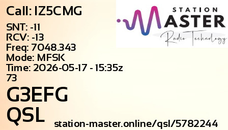 QSL Card for G3EFG QSO with IZ5CMG