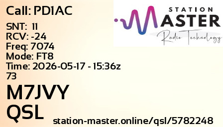 QSL Card for M7JVY QSO with PD1AC
