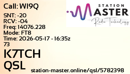 QSL Card for K7TCH QSO with WI9Q