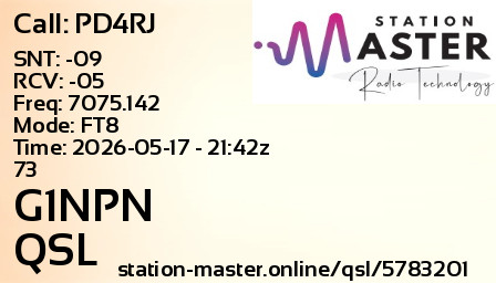 QSL Card for G1NPN QSO with PD4RJ