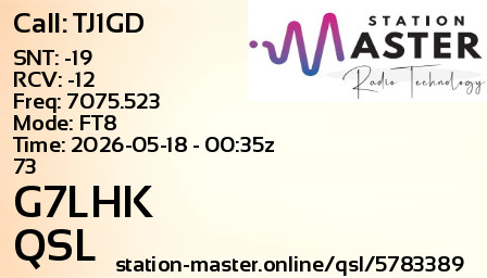 QSL Card for G7LHK QSO with TJ1GD