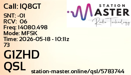 QSL Card for G1ZHD QSO with IQ8GT