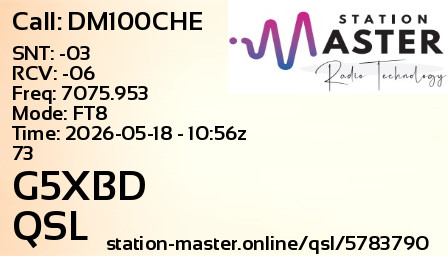 QSL Card for G5XBD QSO with DM100CHE