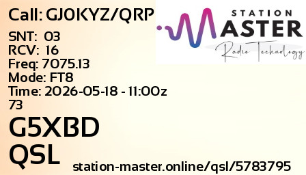 QSL Card for G5XBD QSO with GJ0KYZ/QRP