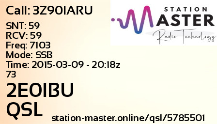 QSL Card for 2E0IBU QSO with 3Z90IARU