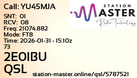 QSL Card for 2E0IBU QSO with YU45MJA