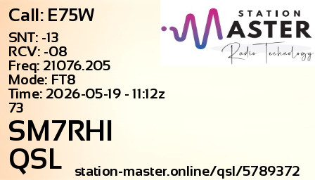 QSL Card for SM7RHI QSO with E75W