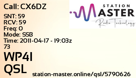 QSL Card for WP4I QSO with CX6DZ