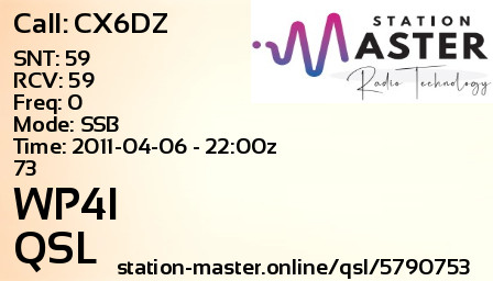 QSL Card for WP4I QSO with CX6DZ
