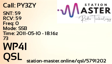 QSL Card for WP4I QSO with PY3ZY