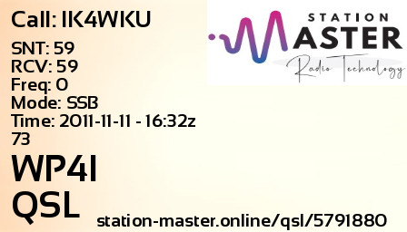 QSL Card for WP4I QSO with IK4WKU