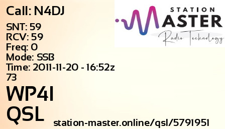QSL Card for WP4I QSO with N4DJ